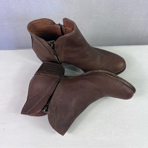 Lucky Brand Boots Womens 6M/36 Brenon Leather Round Toe Side Zipper Ankle - Picture 4 of 16